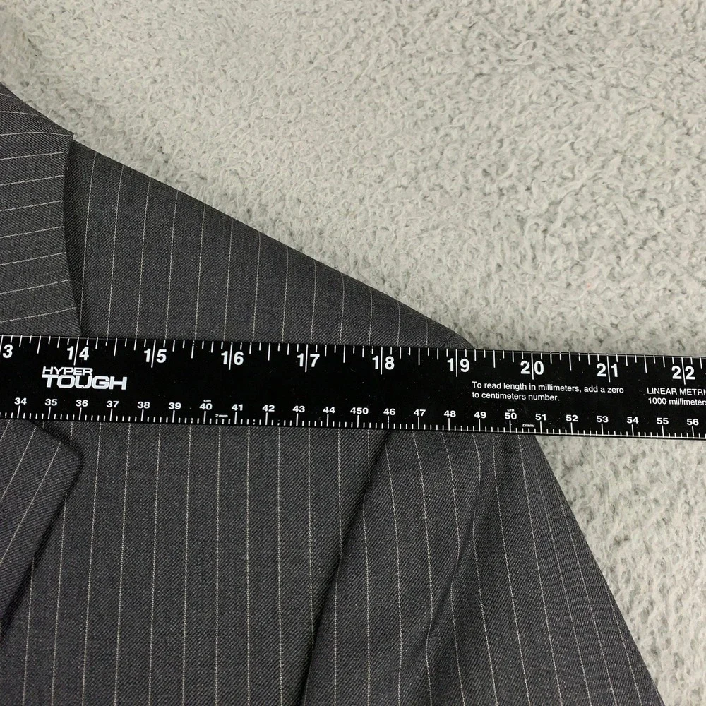 Ralph Ralph Lauren 2 Piece Suit 42L Grey Pinstripe Wool Pleated Pants 34x30.5